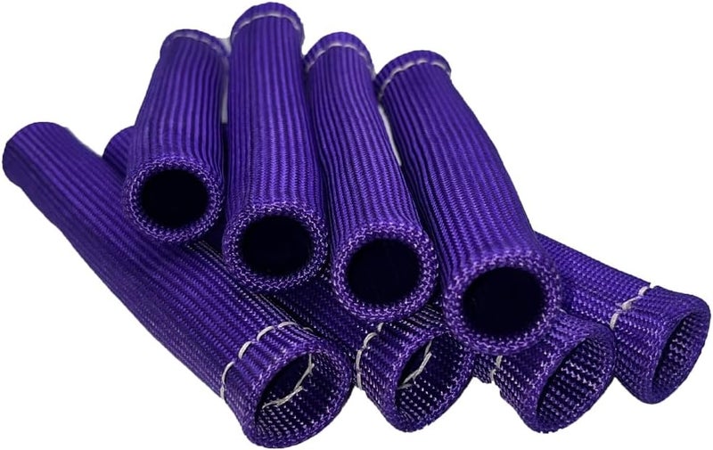 MAUTEMOWING 8 PCS Spark Plug Heat Shield Sleeve 2500° Spark Plug Wire Heat Shield 6 Inches Spark Plug Wire Boots Protection Insulator Cover Wrap for LS1 / LS2 Sbc BBC 350 454 Car Truck, Purple - Image 4